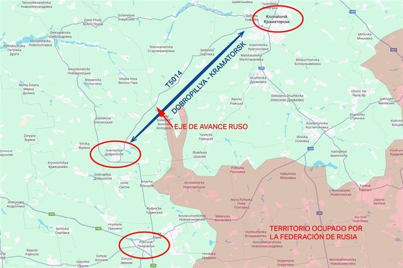 Fuerzas rusas buscan cortar vía Pokrovsk - Kramatorsk